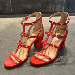 Napoleoni Made in Italy Studded Gladiator Stacked Heel Back Zip 39 9